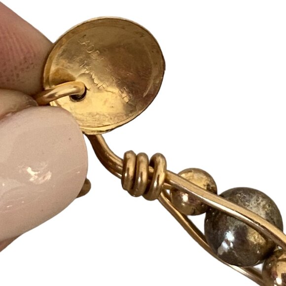 VTG Ladda Bihler 14k GF Gold Filled Over Sterling Silver Bead Wire Bracelet - Picture 5 of 6